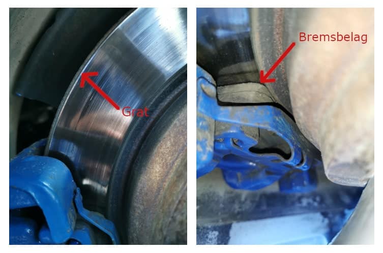 Ilustracja nieuszkodzonego układu hamulcowego. Wyjaśnienie pojęć zadzior i klocek hamulcowy