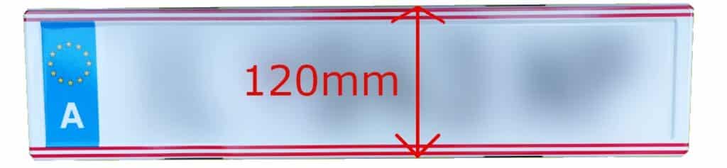 Dimensiones de la matrícula austriaca (altura = 120 mm)