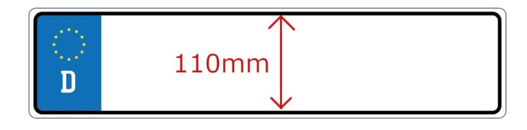 Dimensiones de la placa de matrícula alemana (altura = 110 mm)