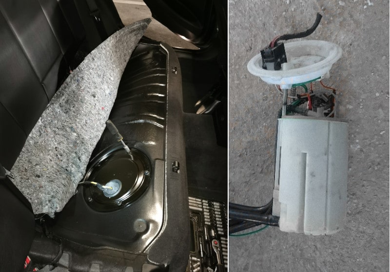 Car jerks when accelerating Cause 2: Defective fuel pump, fuel filter position