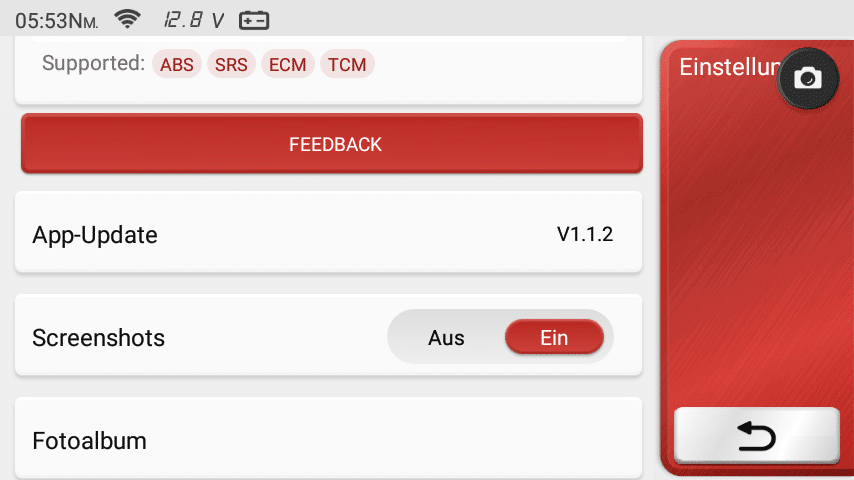 Settings to customize your MUCAR configuration, screenshots, video recorder, languages and more