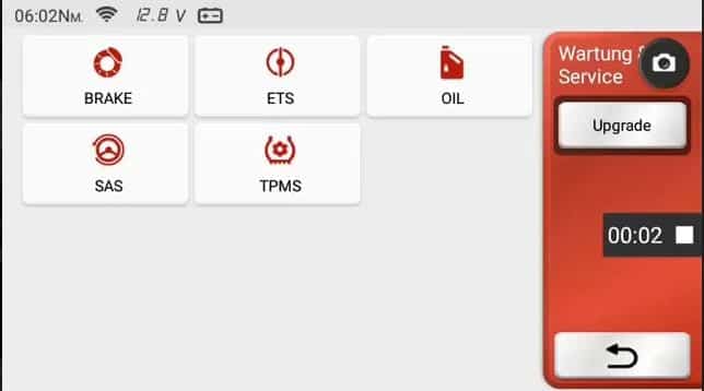 Main menu Maintenance functions