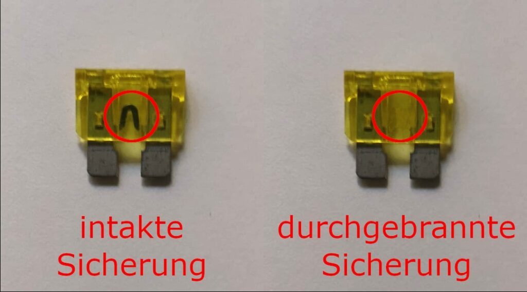 Difference between intact fuse and blown fuse
