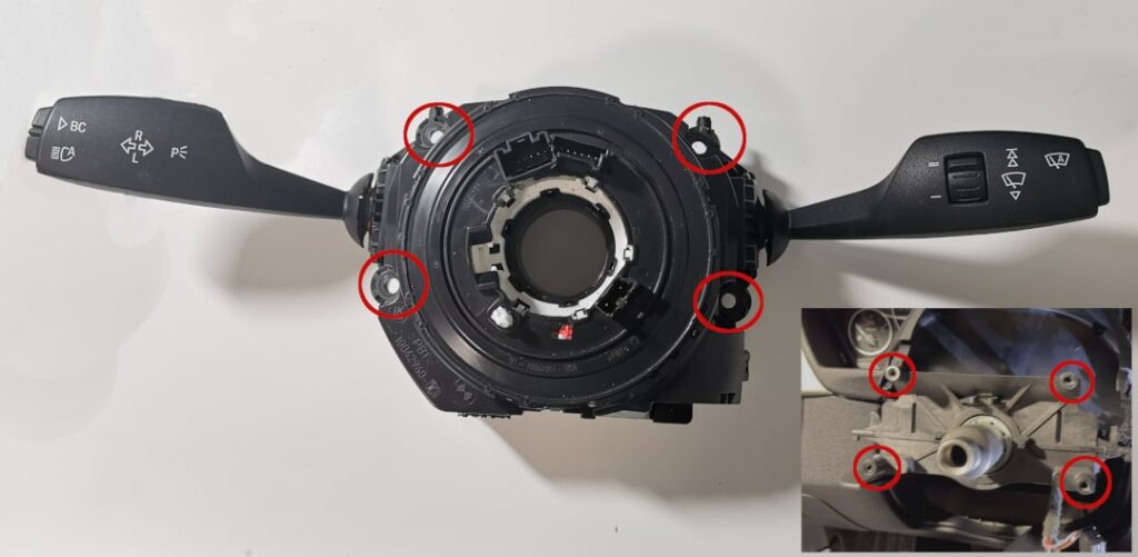 Steering column switch mounting points