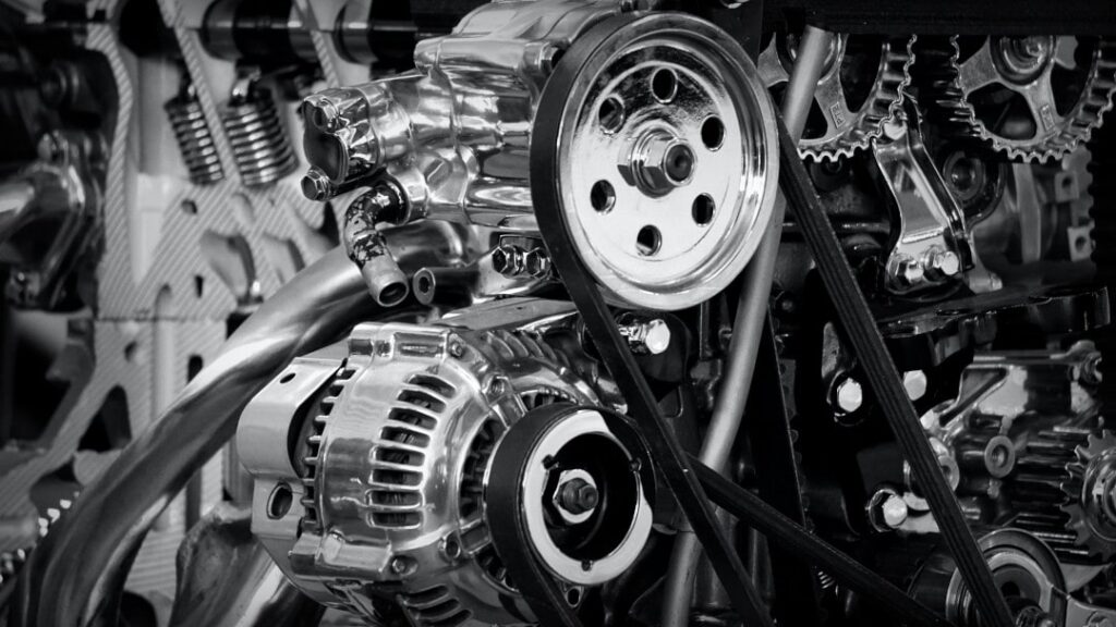 The complex mechanism of the engine components