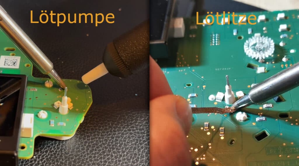 Wyczyść połączenia lutowane za pomocą pompki lutowniczej lub drutu miedzianego.