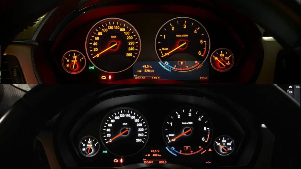 Zdjęcie przed i po: Zmiana podświetlenia prędkościomierza