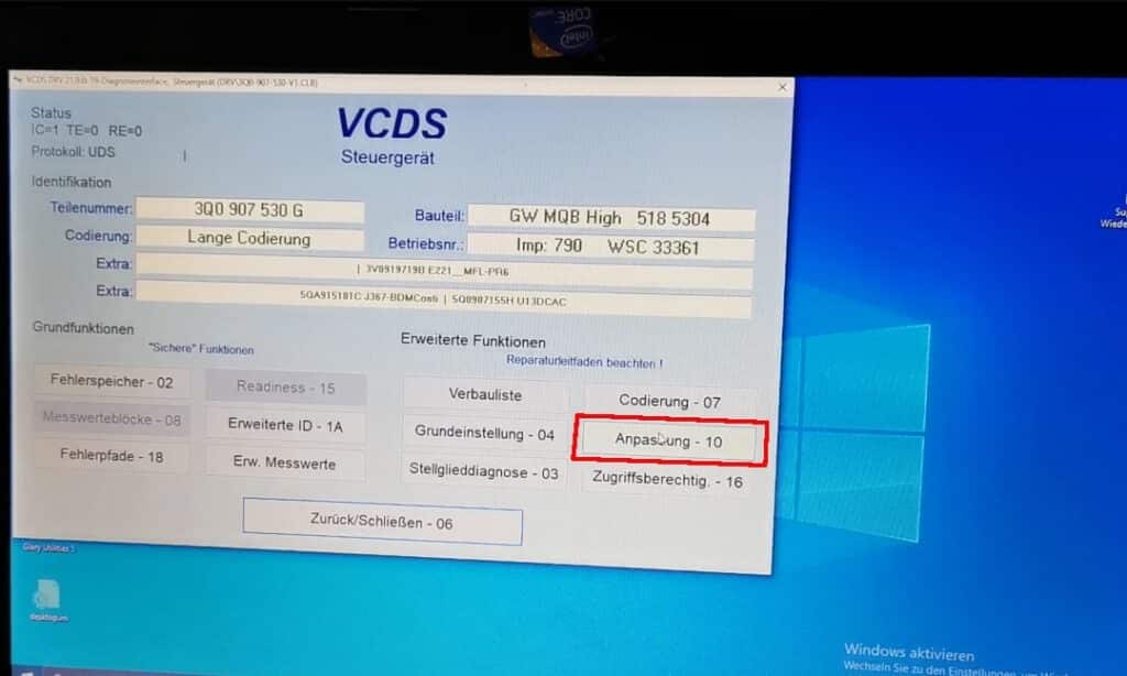 VCDS-Menu-Customisation-Select Kliknij Adjustment-10 w programie VCDS