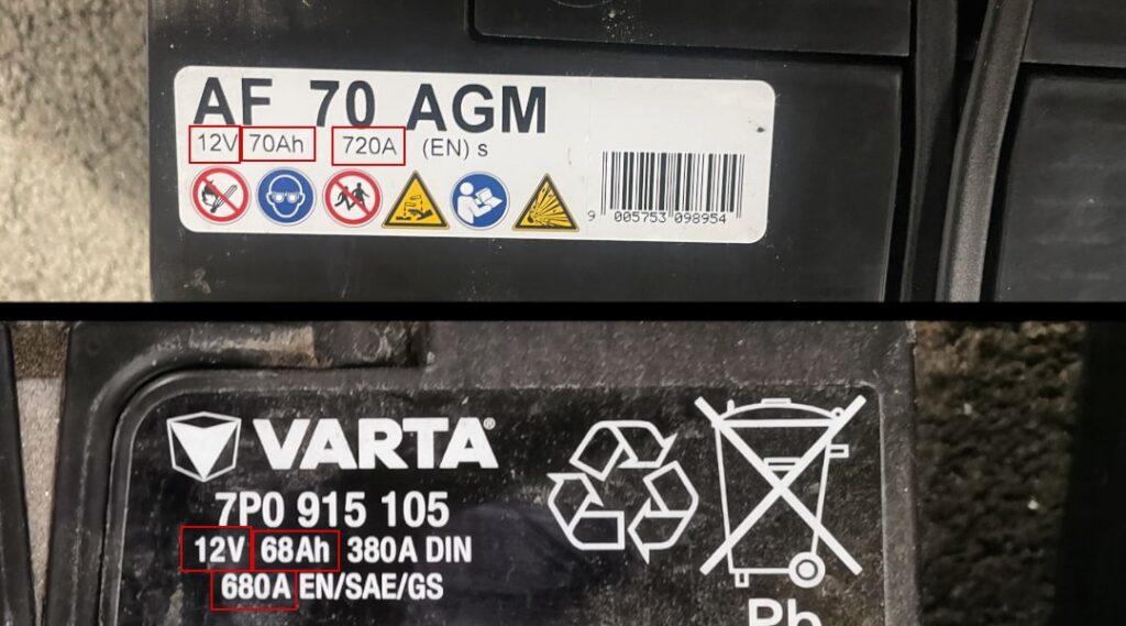 Comparación de las características de la batería Comparación de las baterías de coche VARTA y BANNER para Skoda