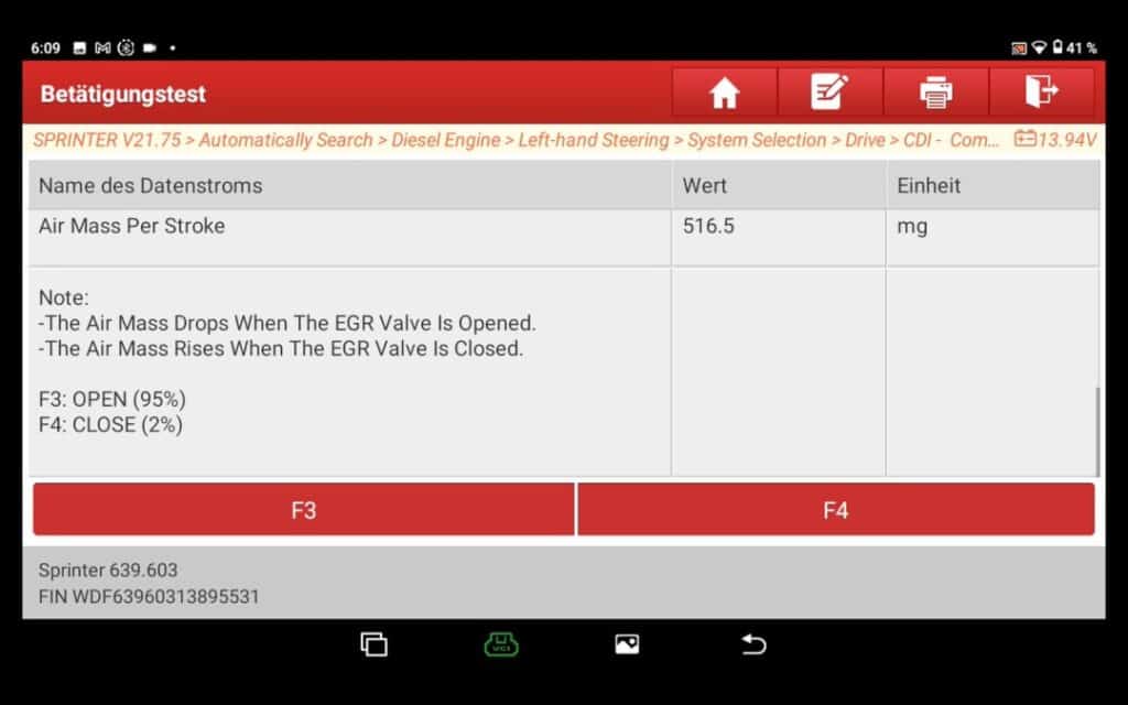 Interfaz de prueba de la válvula EGR Lanzamiento CRP919E BT EGR prueba de funcionamiento