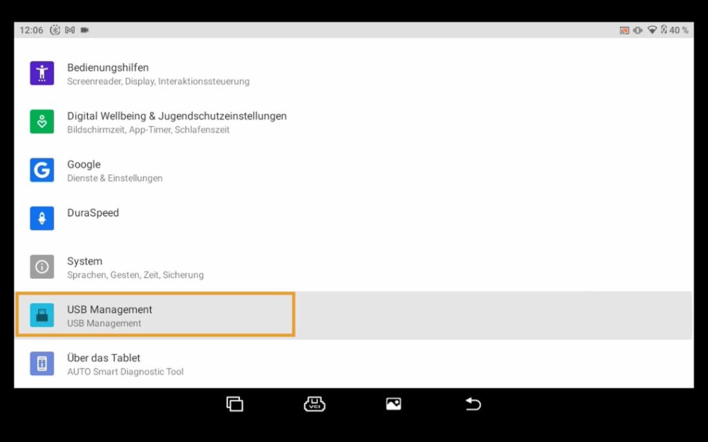 Gestión USB Menú de inicio Conectar al PC Menú "Gestión USB