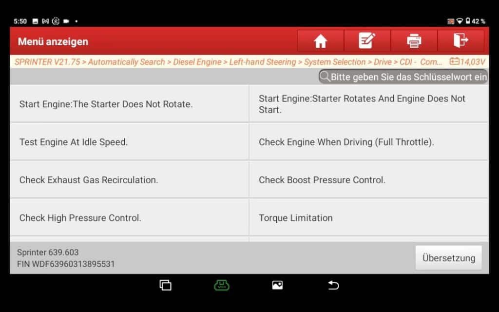 Leer flujo de datos_Leer datos en tiempo real_Ruta del menú Lanzar dispositivos de diagnóstico CRP919E BT Leer flujo de datos, grupos