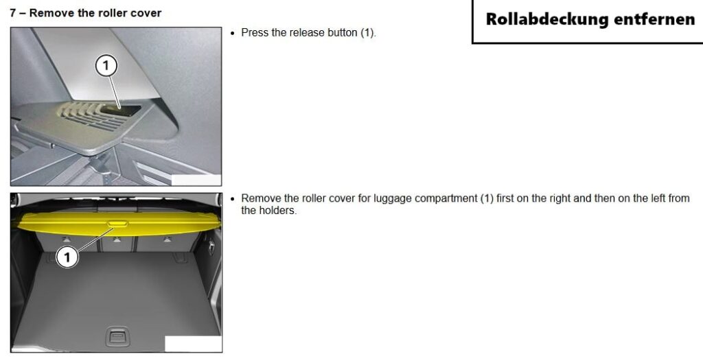 Retirar cubierta enrollable Retirar cubierta enrollable del maletero