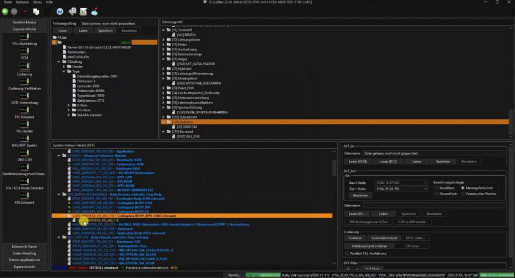 Panel de Control ESys Ultra Software para Codificación BMW – ESys Ultra en Acción – Leer FA