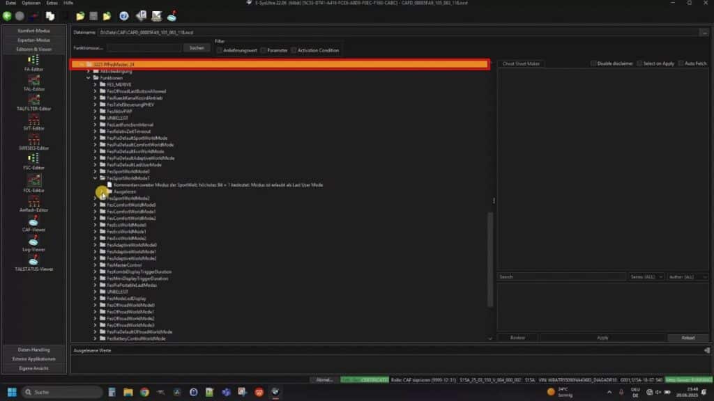 Find PfFesMaster parameter group 3221 Find PfFesMaster in the PArameter list